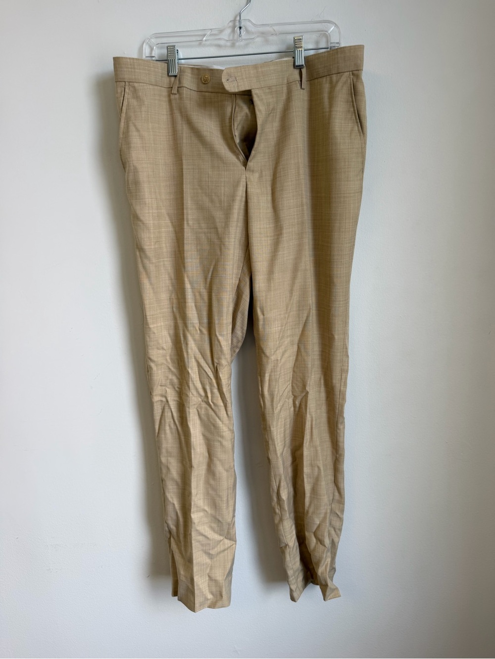 Men's Light Tan Dress Pants - Tailored Flat Front